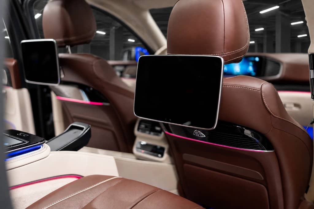 Rear entertainment screens of the Mercedes-Maybach GLS